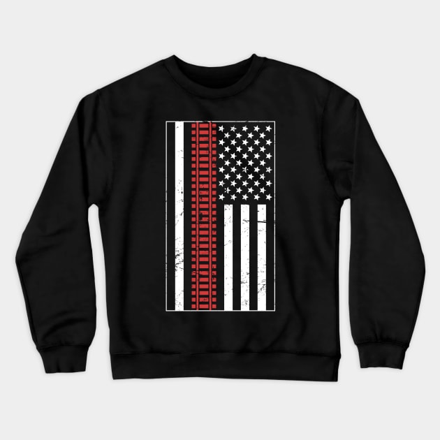 American Flag & Model Railroad Crewneck Sweatshirt by MeatMan